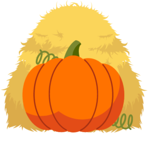 pumpkin surrounded by hay